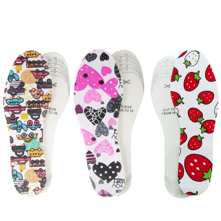 3 Pairs Latex Children Insole Soft Cartoon Printed Canvas Foot Pad