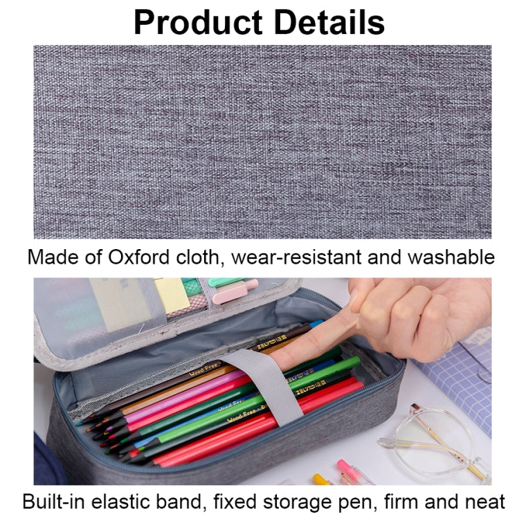 QSND WJLBD0004 Large Capacity Multi-layer Handheld Pen Bag Stationery Storage Bag