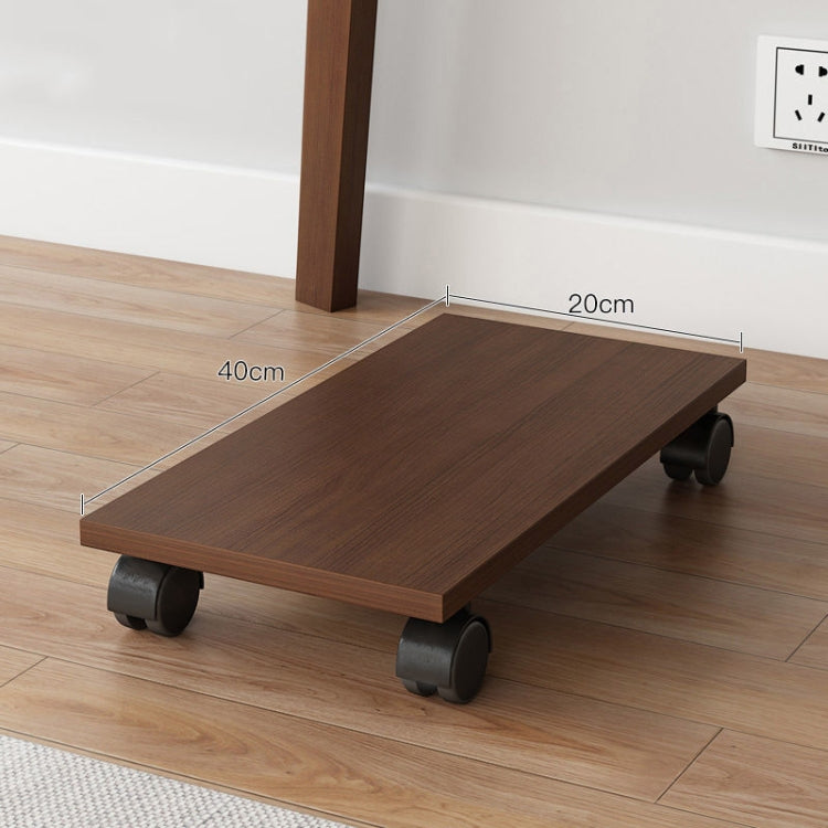 Wooden Removable Height-raising Base For Desktop Computer Host Universal Wheel Walnut 20x40cm