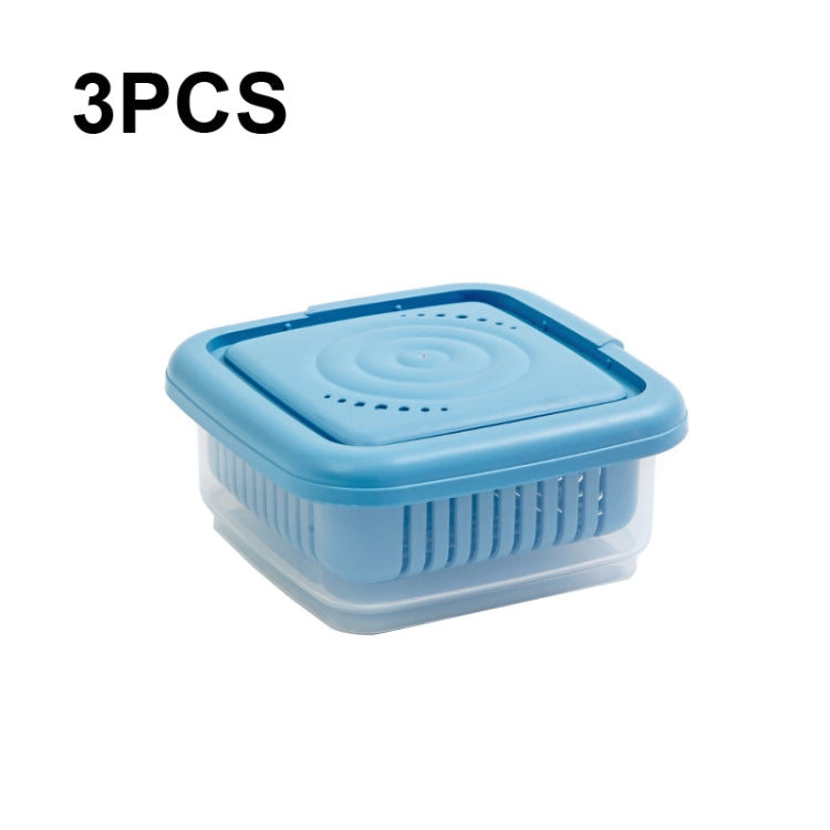 3 PCS Can Be Separated and Drained Fresh Keeping Box, Color: Blue Small