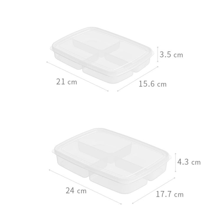 3 PCS 4 Compartment Refrigerator Crisper Stackable Food Preparation Boxes, Size: Small(White)