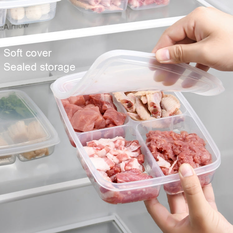 3 PCS 4 Compartment Refrigerator Crisper Stackable Food Preparation Boxes, Size: Small(White)