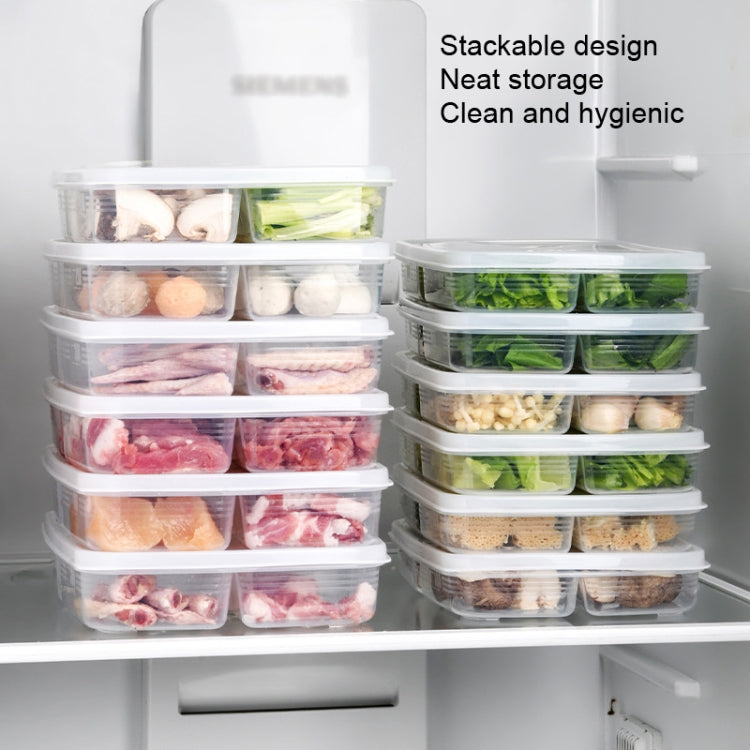3 PCS 4 Compartment Refrigerator Crisper Stackable Food Preparation Boxes, Size: Small(White)