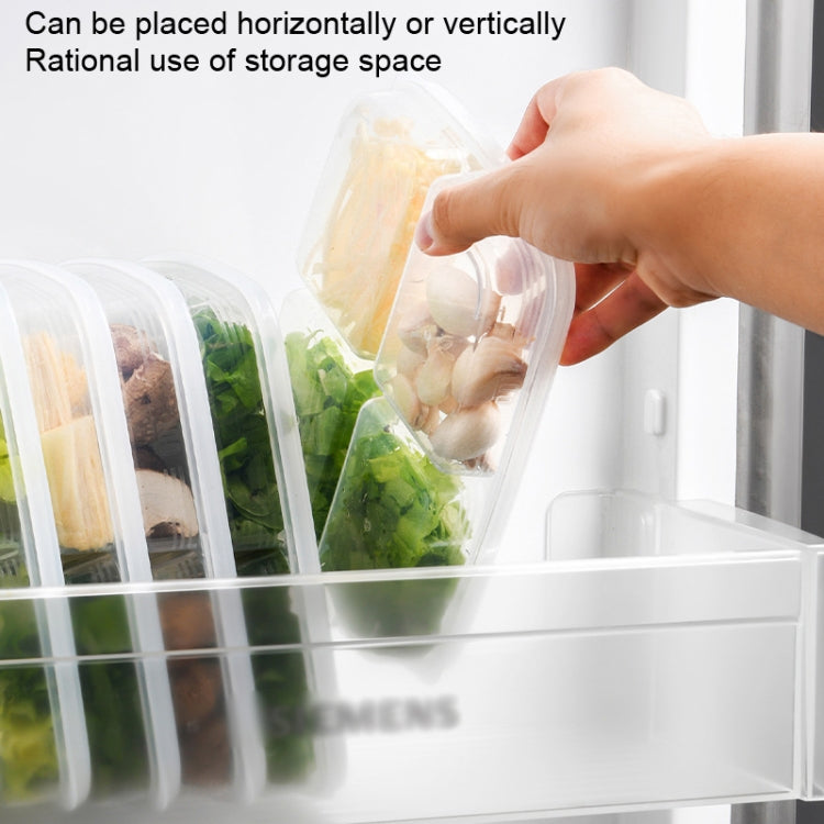 3 PCS 4 Compartment Refrigerator Crisper Stackable Food Preparation Boxes, Size: Large(White)