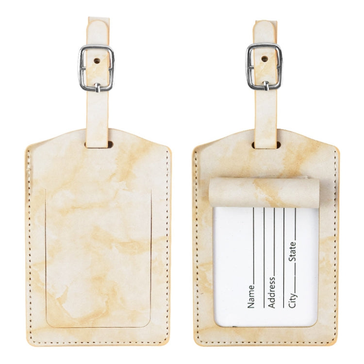 Marbled PU Leather Luggage Tag Oil Edge Sewing With Metal Hardware Buckle