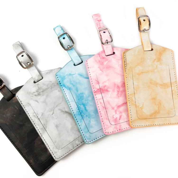 Marbled PU Leather Luggage Tag Oil Edge Sewing With Metal Hardware Buckle