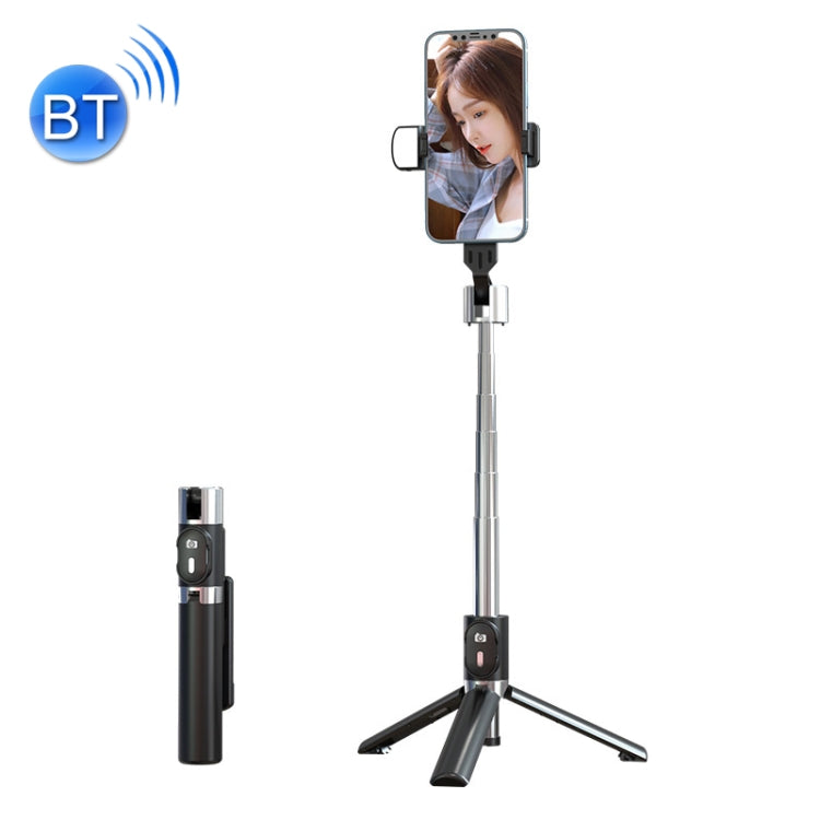 Retractable Bluetooth Selfie Stick Mobile Phone Live Broadcast Tripod Stand, Style: Single Light (Black)