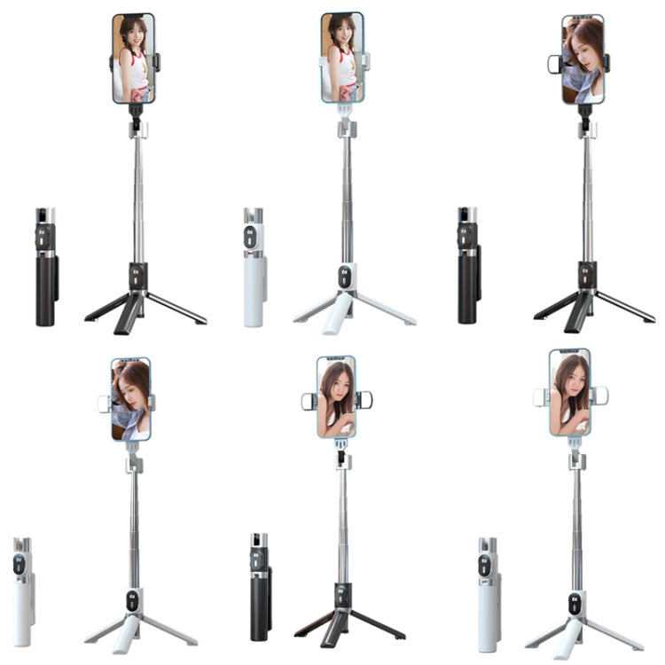 Retractable Bluetooth Selfie Stick Mobile Phone Live Broadcast Tripod Stand, Style: Double Light (White)