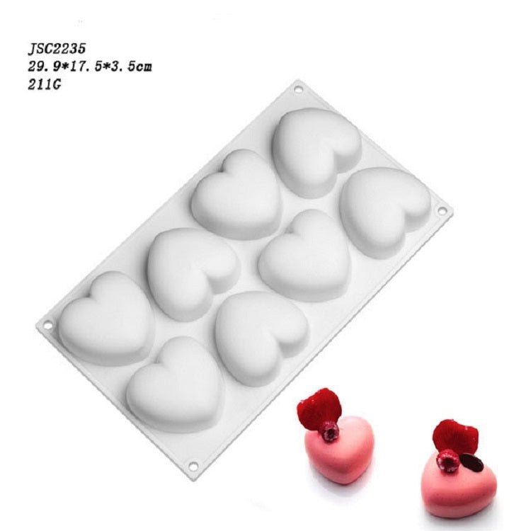Mousse Cake Baking Silicone Mold, Specification: 8 Hearts