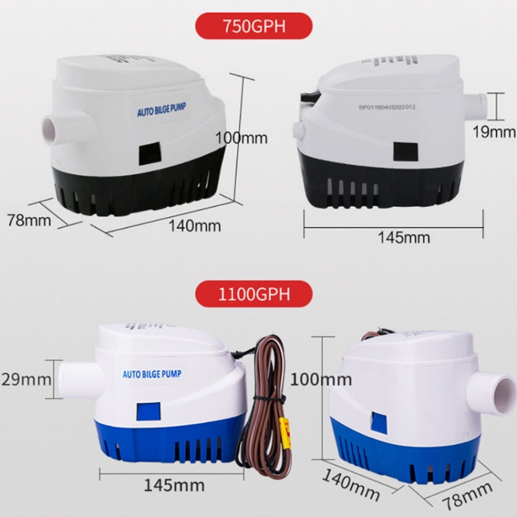 750GPH-24V Blue  Automatic Bilge Pump Submersible Water Electric Pump For Yacht Marine Boat
