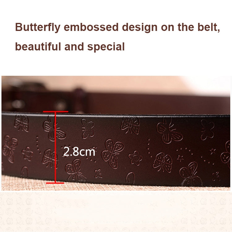 ZK--067 Retro Engraved Buckle Butterfly Print Pin Buckle Leather Belt, Length: 115cm