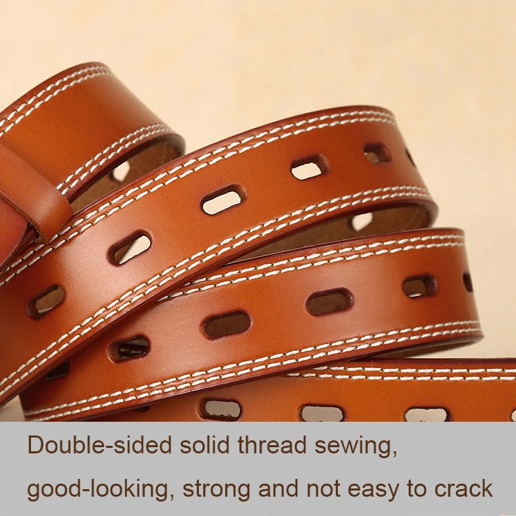 ZK--049 Double-stitched Hollow Pin Buckle Belt, Length: 105cm