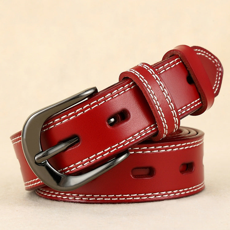 ZK--049 Double-stitched Hollow Pin Buckle Belt, Length: 110cm