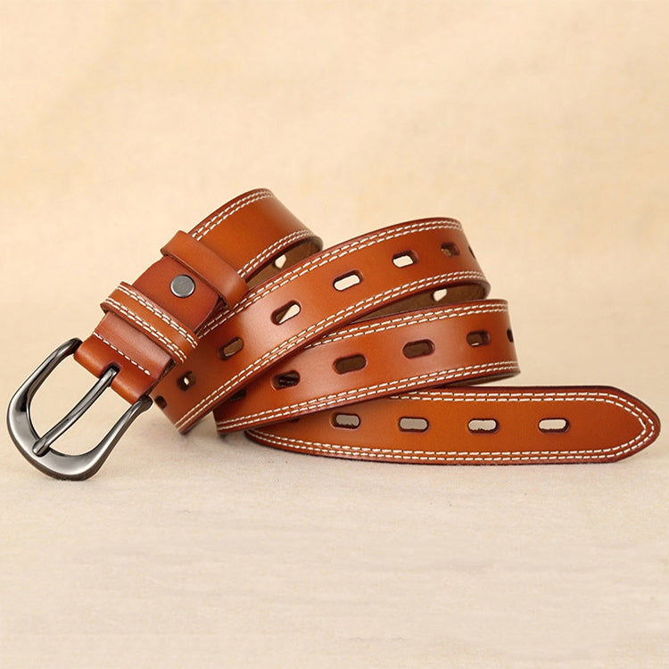 ZK--049 Double-stitched Hollow Pin Buckle Belt, Length: 110cm