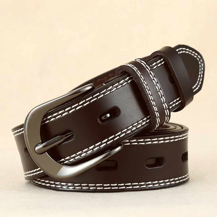 ZK--049 Double-stitched Hollow Pin Buckle Belt, Length: 115cm