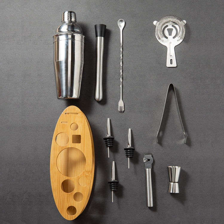 BY-011 11 In 1 Oval Wooden Stand Shaker Set Bartending Tools, Spec: 550ml