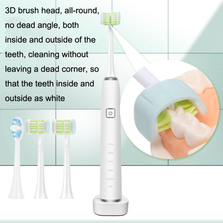 3D Sound Waves Three Sided U Shaped Brush Head Wrapped Electric Toothbrush
