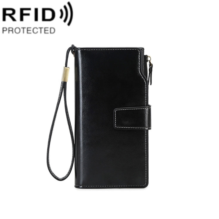 1669 RFID Anti-magnetic Anti-theft Retro Long Wallet Card Holder Document Bag