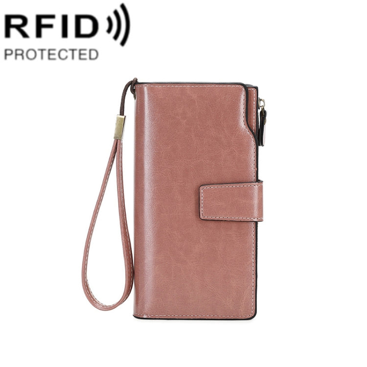 1669 RFID Anti-magnetic Anti-theft Retro Long Wallet Card Holder Document Bag