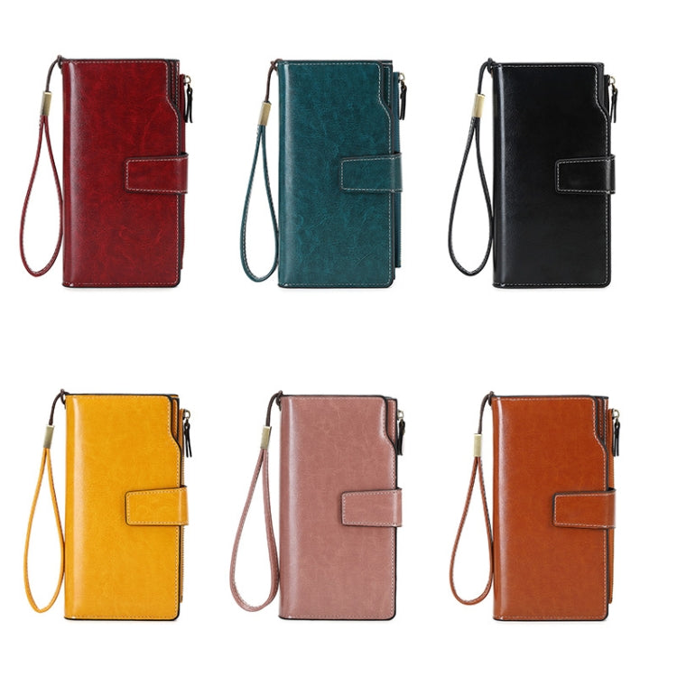 1669 RFID Anti-magnetic Anti-theft Retro Long Wallet Card Holder Document Bag