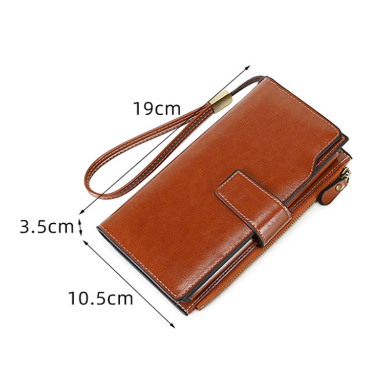 1669 RFID Anti-magnetic Anti-theft Retro Long Wallet Card Holder Document Bag
