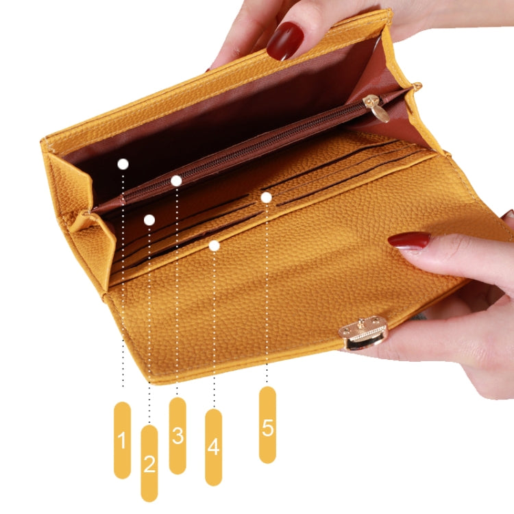 87P Litchi Pattern Multifunctional Large Capacity Wallet Phone Bag