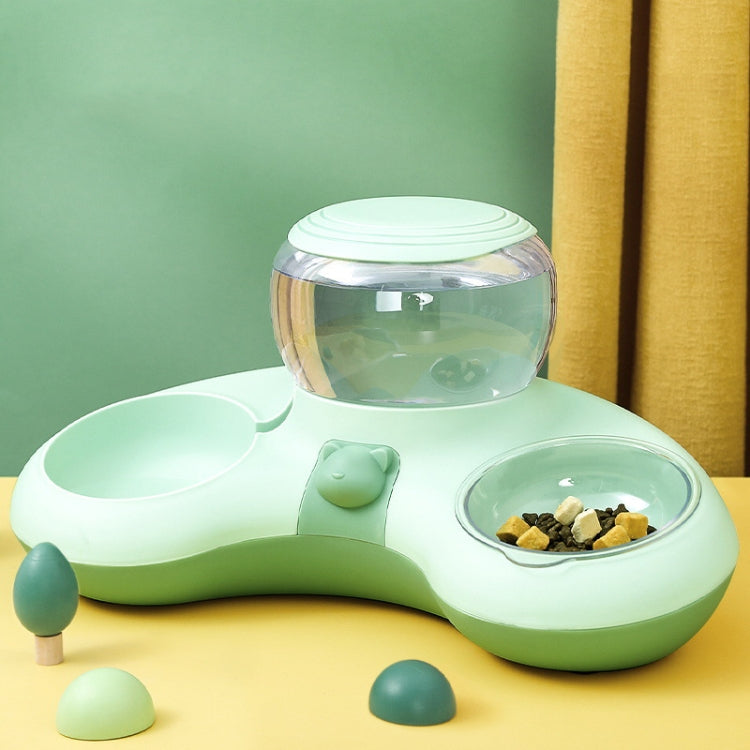 Automatic Drinking Water Feed Double Bowl Anti-overturning Dog Basin, Specification: Green