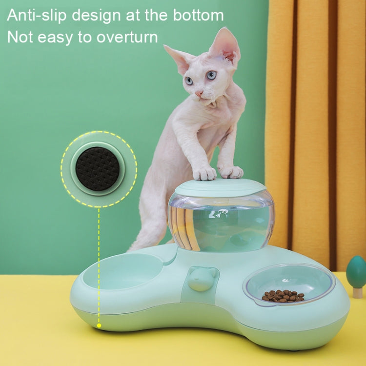 Automatic Drinking Water Feed Double Bowl Anti-overturning Dog Basin, Specification: Gray+Placemat