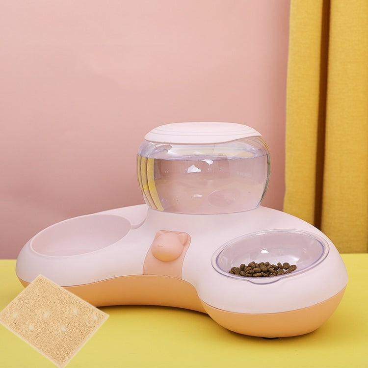 Automatic Drinking Water Feed Double Bowl Anti-overturning Dog Basin, Specification: Pink+Placemat