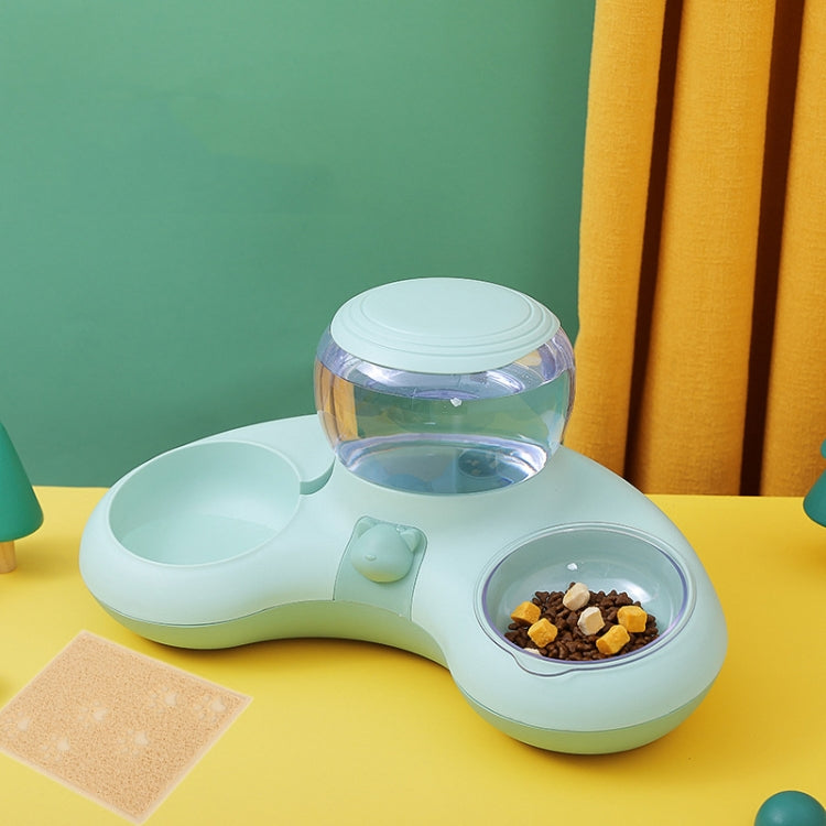 Automatic Drinking Water Feed Double Bowl Anti-overturning Dog Basin, Specification: Green+Placemat
