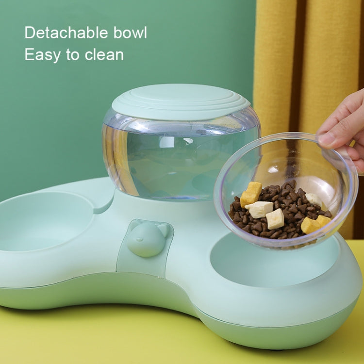 Automatic Drinking Water Feed Double Bowl Anti-overturning Dog Basin, Specification: Green+Placemat