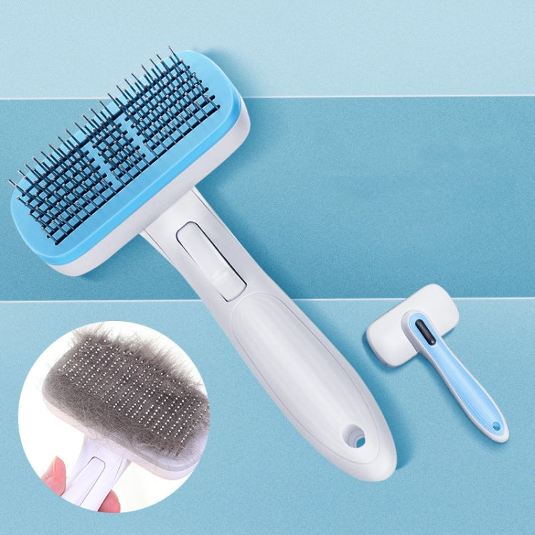 Pet Comb Cat Dog Hair Brush Hair Removal Tool, Style: Steel Needle (Blue)