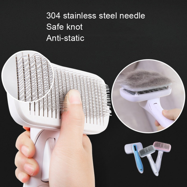 Pet Comb Cat Dog Hair Brush Hair Removal Tool, Style: Steel Needle (Blue)