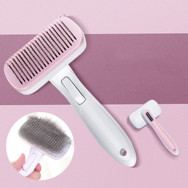 Pet Comb Cat Dog Hair Brush Hair Removal Tool, Style: Steel Wire Rubber Head (Pink)