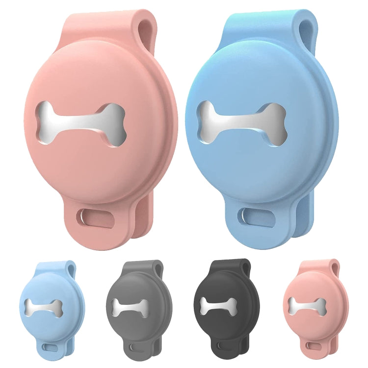 2 PCS JJ10134 Bone Shaped Pet Tracker Silicone Cover with Clip Function For Airtag