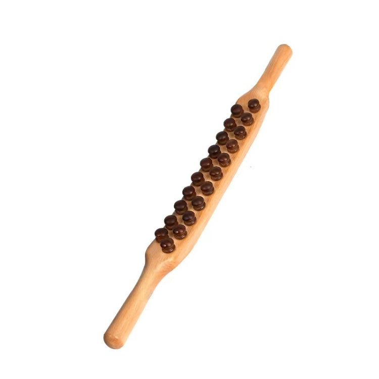 Double Row Beech Massage Rolling Stick Meridian Dredging Stick, Shape: 58cm 21 Beads