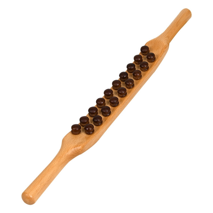 Double Row Beech Massage Rolling Stick Meridian Dredging Stick, Shape: 58cm 19 Beads