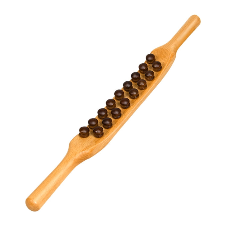 Double Row Beech Massage Rolling Stick Meridian Dredging Stick, Shape: 53cm 17 Beads