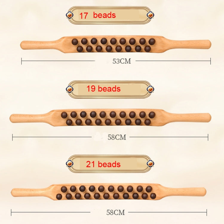 Double Row Beech Massage Rolling Stick Meridian Dredging Stick, Shape: 53cm 17 Beads
