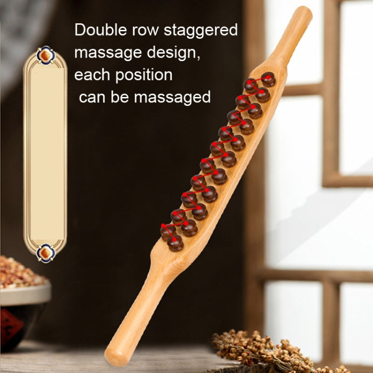 Double Row Beech Massage Rolling Stick Meridian Dredging Stick, Shape: 53cm 17 Beads