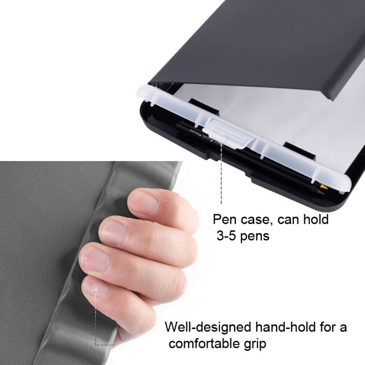 A4 Portable Plastic Clipboard File Storage Box with Calculator(Black)