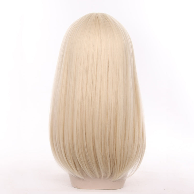 Women Long Hair Natural Full Head Cover Milk Tea Color Wig(White Gold)