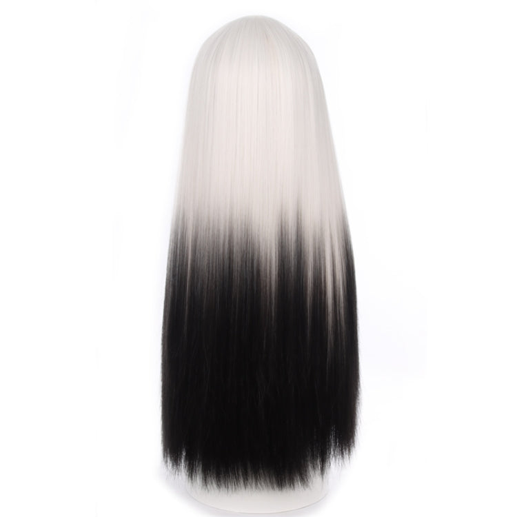 Long Straight Wig with Blunt Bangs Natural Full Head Cover Wig(White)