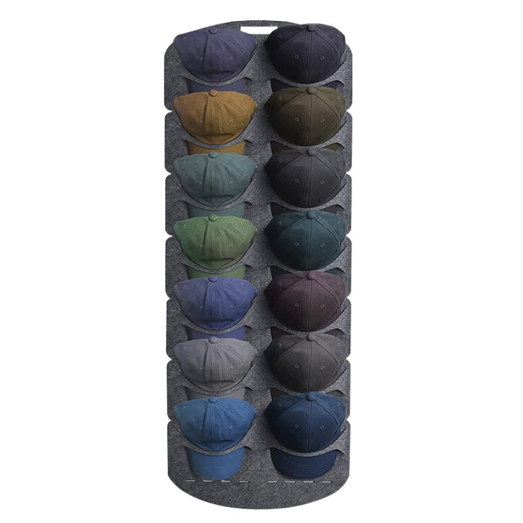 2 PCS  Felt Baseball Cap Display Stand Non-woven Hanging Storage Bag,Style: 14 Grids Double Row 3mm