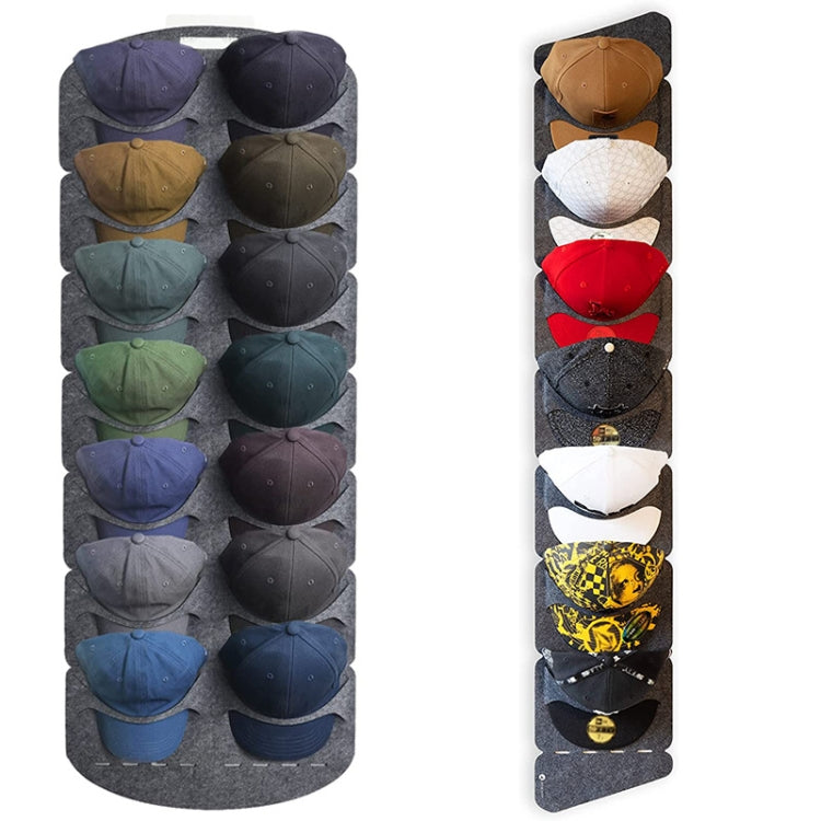 2 PCS  Felt Baseball Cap Display Stand Non-woven Hanging Storage Bag,Style: 14 Grids Double Row 3mm
