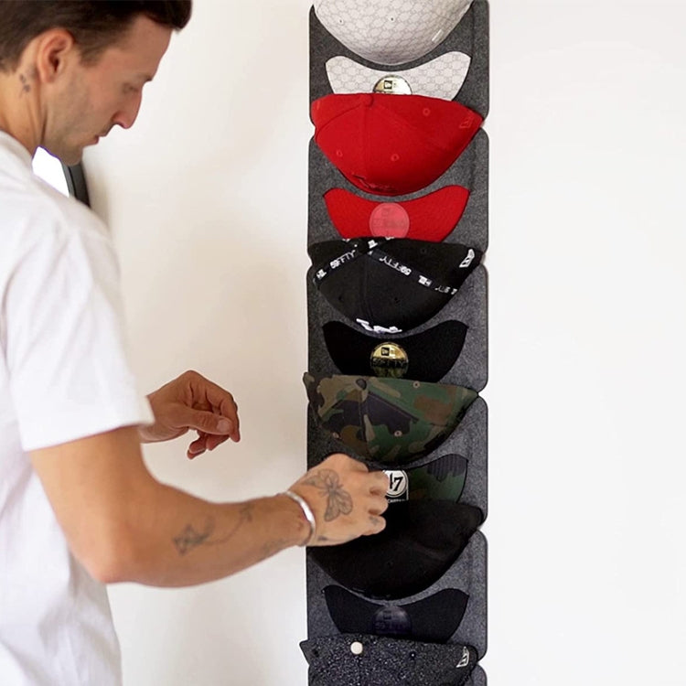 2 PCS  Felt Baseball Cap Display Stand Non-woven Hanging Storage Bag,Style: 14 Grids Double Row 3mm