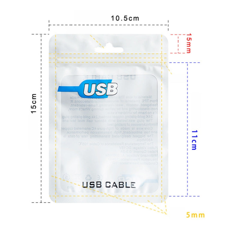 100 PCS  USB Cable Packaging Bag Data Cable Bag Ziplock Bag 7.5 x 12cm