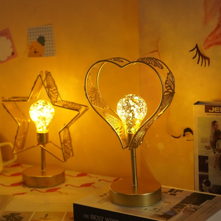 LED Wrought Iron Lamp Star Warm White Night Light