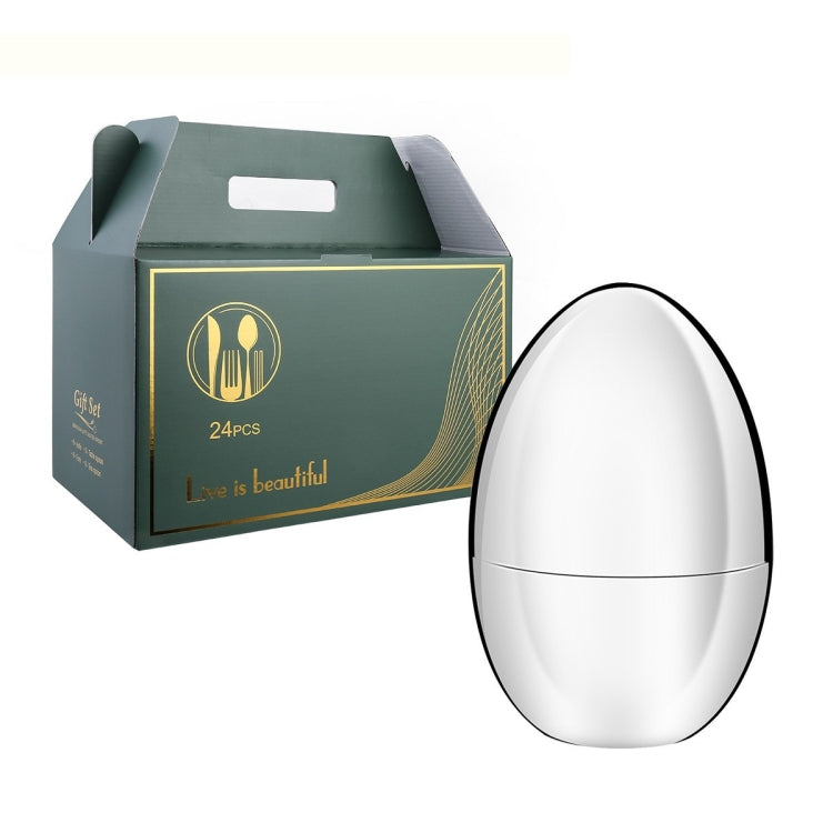 Egg-shaped Western Cutlery Storage Set Party Knife And Fork ABS Silver Egg+Colorful Box