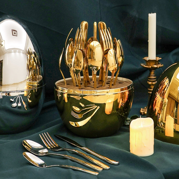 Egg-shaped Western Cutlery Storage Set Party Knife And Fork ABS Golden Egg+Colorful Box